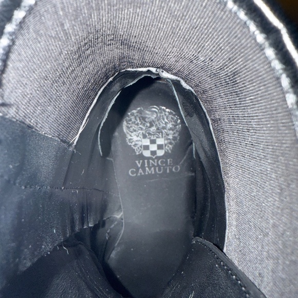 Vince Camuto Leather Boots Heels Combat Booties Biker Shoes Designer - Picture 5 of 8